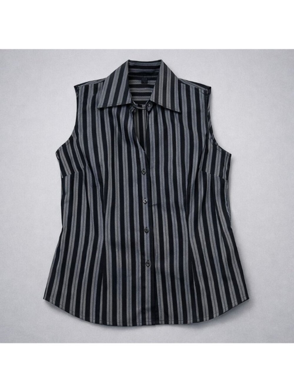 Express Design Studio Striped Sleeveless Top Vertical Stripe Split V-Neck darts